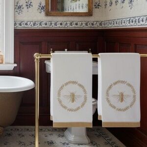 2 Linen Decorative Royal Bee Tea Towels Hand Towels